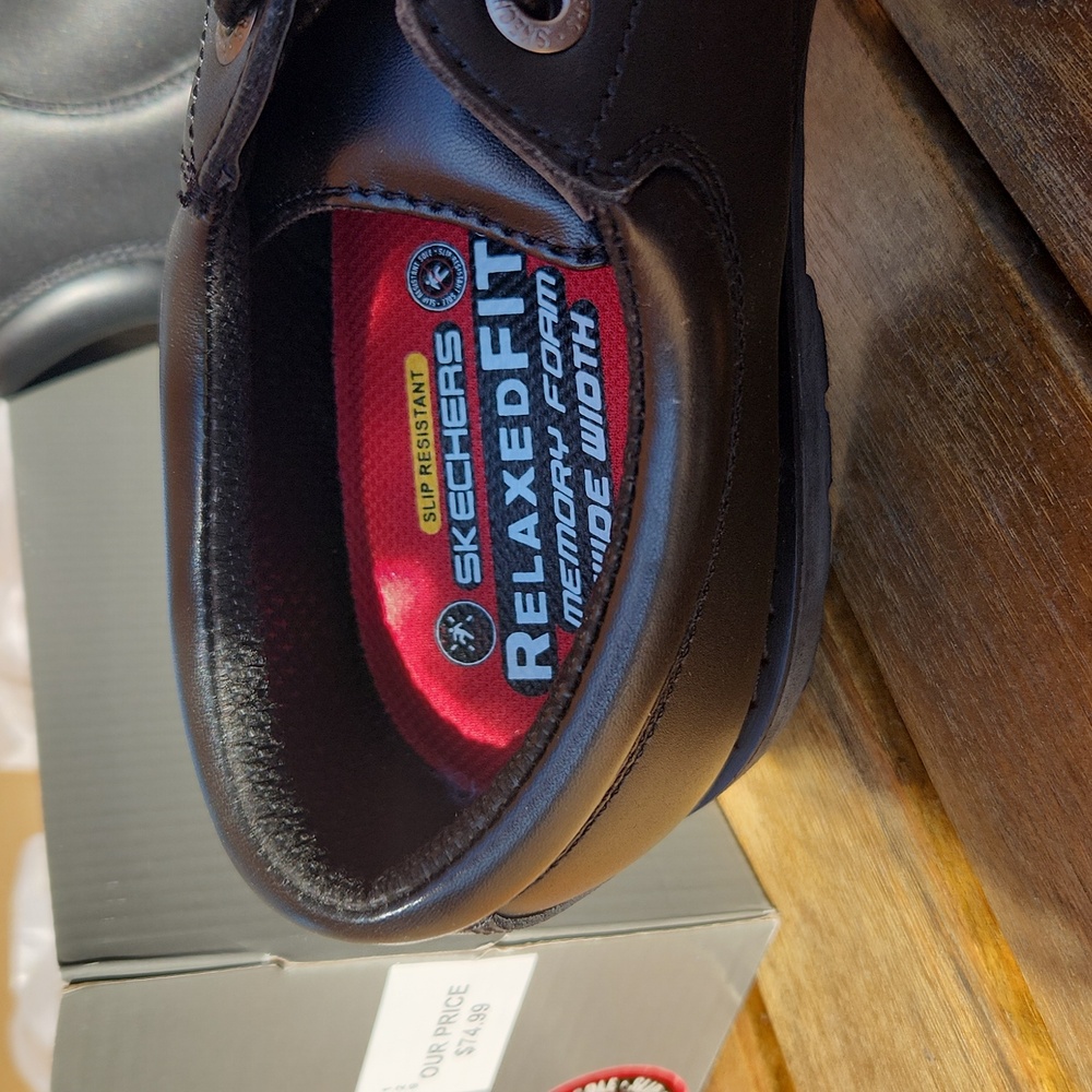 Skechers CottonwoodElks Slip Resistant Work Shoes, Black, Mens 9 Wide Width - Picture 9 of 11